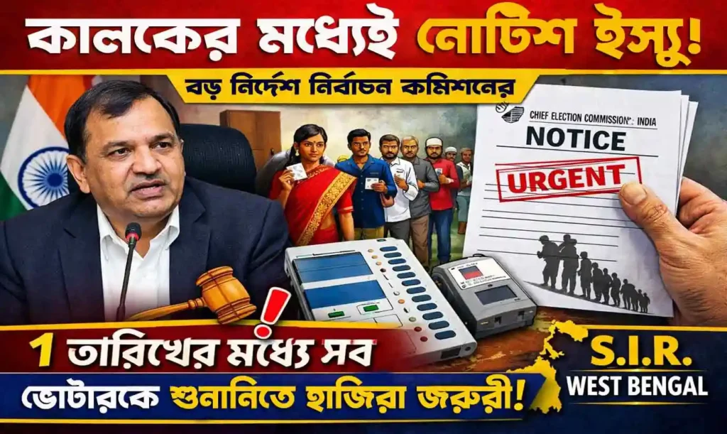 SIR West Bengal Notice Hearing Refine 2026 : কালকের মধ্যেই নোটিশ ইস্যু—শুনানিতে ডাক পাওয়া ভোটারদের নিয়ে বড় নির্দেশ নির্বাচন কমিশনের 1 SIR West Bengal Notice Hearing: কালকের মধ্যেই নোটিশ ইস্যু—শুনানিতে ডাক পাওয়া ভোটারদের নিয়ে বড় নির্দেশ নির্বাচন কমিশনের NEWS WB SAIN BLOG