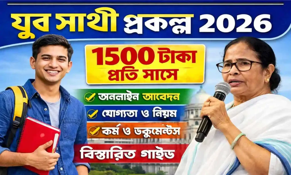 যুব সাথী প্রকল্প ২০২৬: ১৫০০ টাকা মাসিক ভাতা | আবেদন পদ্ধতি, যোগ্যতা, ফর্ম ও সম্পূর্ণ গাইড Free 2026 3 যুব সাথী প্রকল্প ২০২৬: ১৫০০ টাকা মাসিক ভাতা | আবেদন পদ্ধতি, যোগ্যতা, ফর্ম ও সম্পূর্ণ গাইড NEWS WB SAIN BLOG